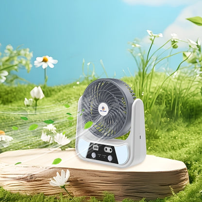 PUCACHI Solar Camping Fan with LED Lantern - 6-Inch Rechargeable Outdoor Fan, 3W Solar Panel & USB Charging, 2-Speed Portable Tent Fan for Hiking, Emergency, Camping Gear