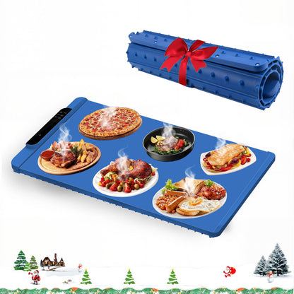 Food Warming Mat with 10 Level Temperature,Warming Mat for Food,Fast Heating Silicone Electric Warming Tray for Party,Family Dinner,Residential,Commercial,Travel（Blue）