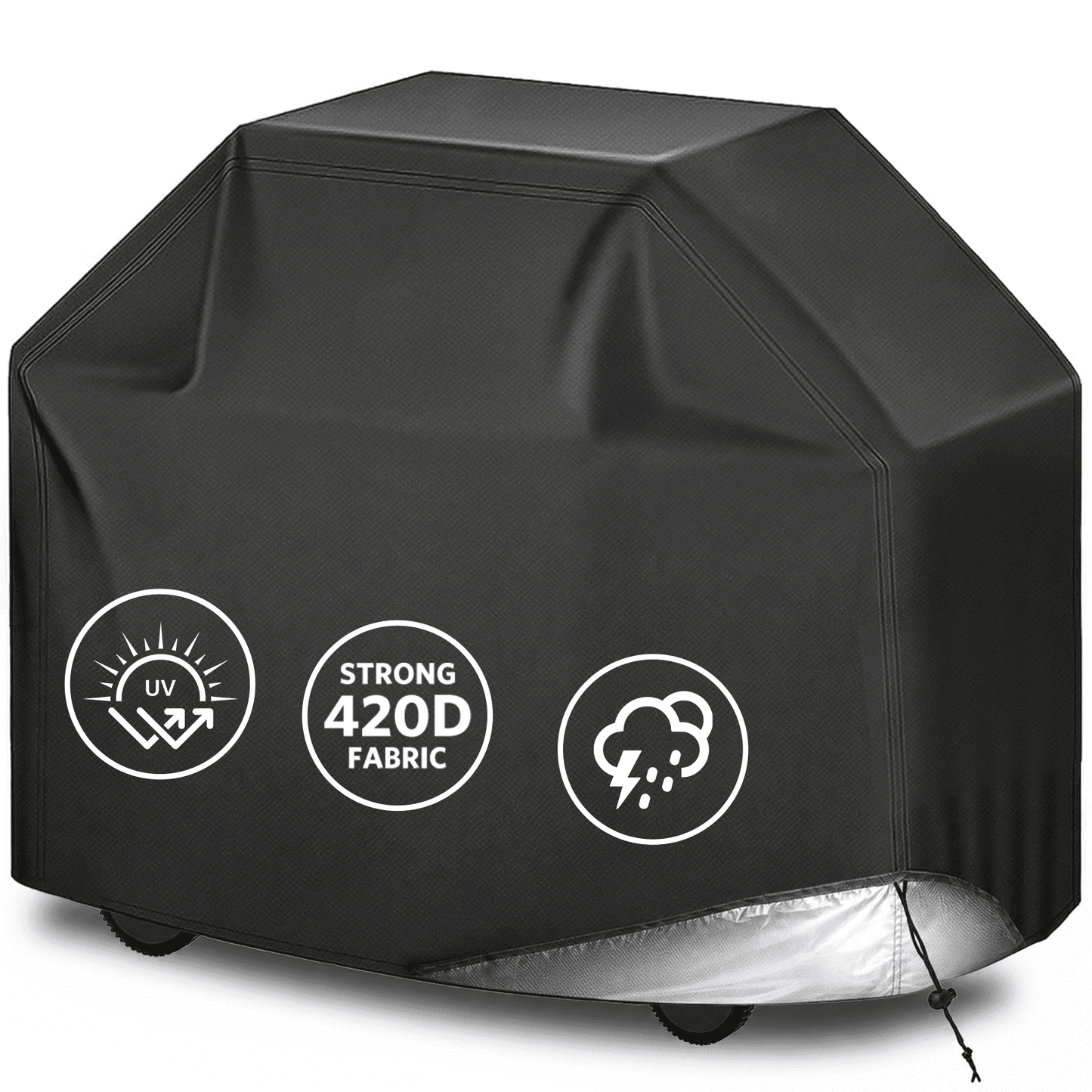 Merryhome 58 in BBQ Grill Cover, 420D Heavy Duty Waterproof Gas Grill Cover for Outdoor Grill, UV, Fade and Rip Resistant with Adjustable Drawstring