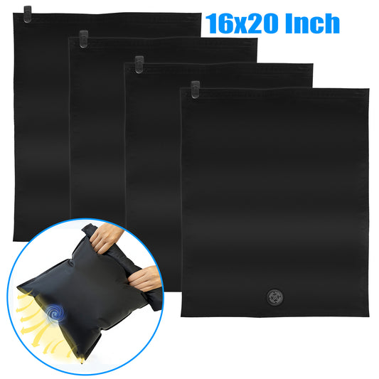 Henotian Compression Bags 4-Pack, Pump-Free Roll-Up Space Saver for Travel and Home Storage, 16"x20" Reusable Waterproof Bags for Clothes, Bedding, Dorm, Closet Organization