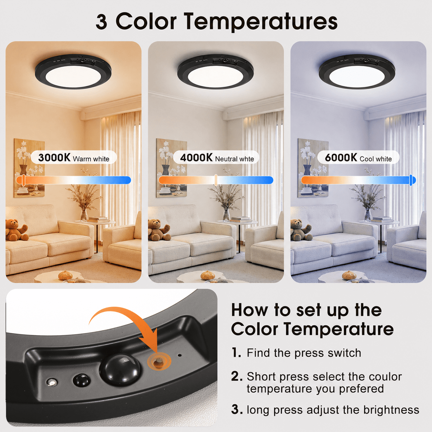 Merryhome Rechargeable Ceiling Light with Remote, 7 Inch Motion Sensor Ceiling Light, Wireless Indoor Light for Closet, Hallway, Stairway, Bathroom