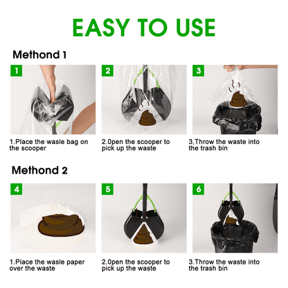 Foldable Dog Pooper Scooper, 23" Long Handle, Leak-Proof & Compact Pet Waste Picker, Plastic, Green – For Large & Small Dogs, Grass or Yard Use