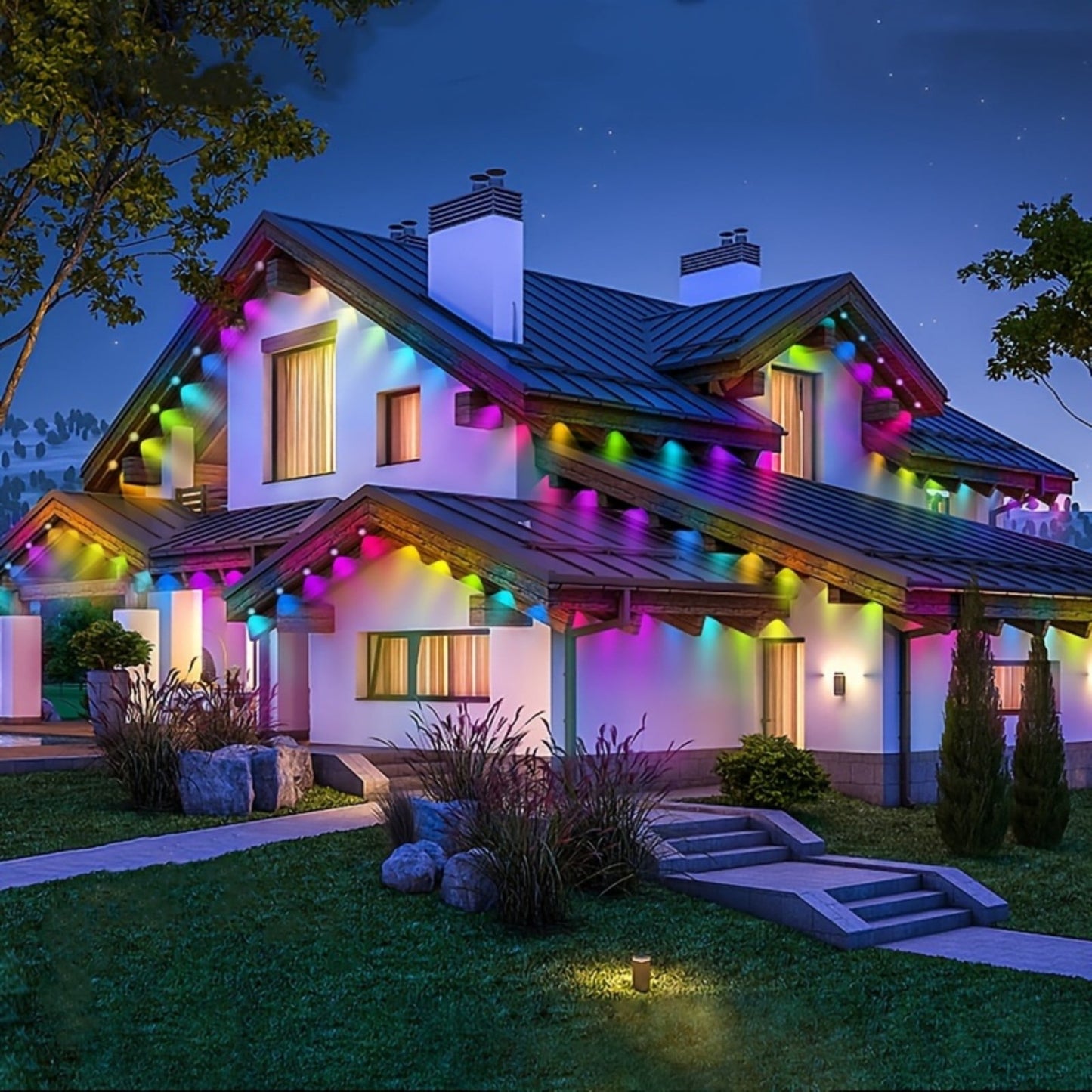 LED Light Strip, 200ft Smart Outdoor Light, App and Remote Control Dual Control, IP67 Waterproof, RGBIC Lights for Patio, Eaves, Party Decoration