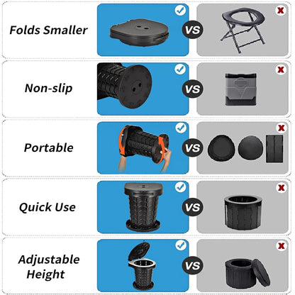 Merryhome Portable Toilet for Camping, 3-13.6 in Adjustable Folding Camping Toilet for Adults, Heavy Duty with Anti-Collapse Lock and Carry Bag for Travel, Hiking, Fishing and Car Use