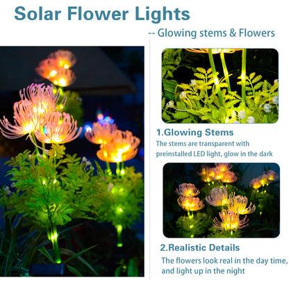 PUCACHI Solar Garden LED Lights with Luminous Flowers and Stems, Upgraded Solar Panel for Garden Decoration, Yard Decoration and Gift for Mother (2 Pack)