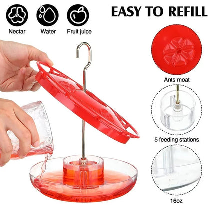 Sevenlady Hummingbird Feeder, Hummingbird Feeders for Outdoors Hanging, Wild Birds Feeders, 2 Pack, Leak-Proof, Easy to Clean and Refill