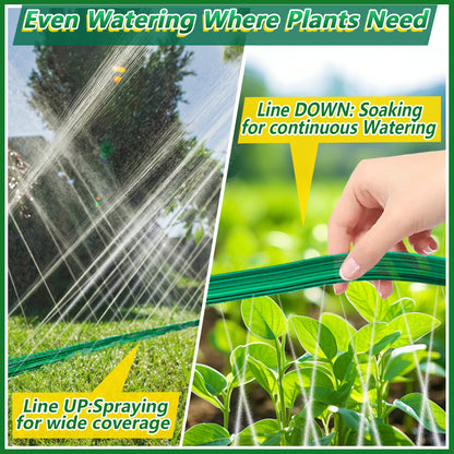 PUCACHI Soaker Hose 25ft Garden Irrigation Hose, Heavy Duty 3-Row Drip Hose with Even Water Distribution, Water Saving Lawn and Garden Watering System