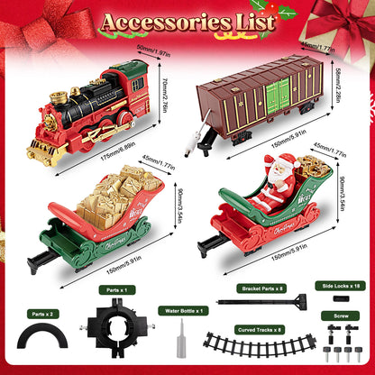 Teblint Christmas Train Set Toys, Hanging Train Toys Around & Under The Christmas Tree w/ Smoke Light & Sound, Indoor Christmas Decoration Toy Train Gifts for 3-12 Years Old Kids