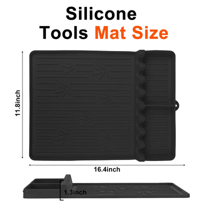 Silicone Grill Mat,Griddle Tools Mat for Blackstone,Silicone Spatula Grill Mat with Drip Pad for Kitchen,Cooking,Countertop,BBQ Caddy Utensils Holder Griddle Accessories for Blackstone,L*W:41.7x30cm