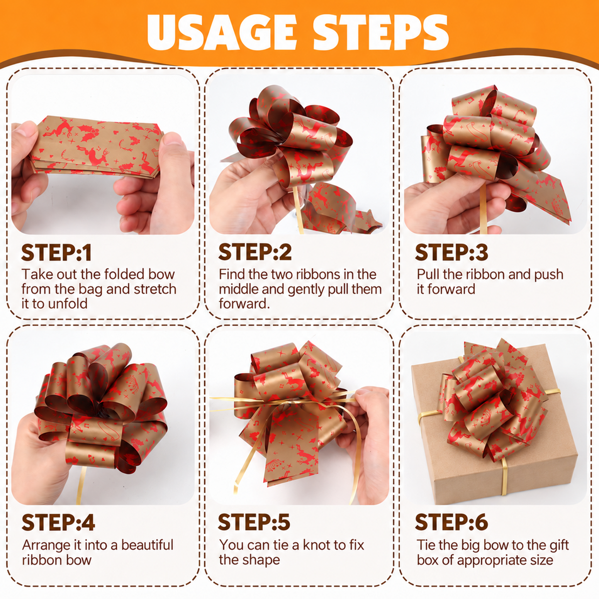 Gift Pull Bows, 12 Pack Christmas Ribbon Gift Bows, Decorative Gift Bows Ideal for Christmas Gift Wrapping, Christmas Decorations, Birthday Wrapping, Holiday Decorations and Floral Arrangements
