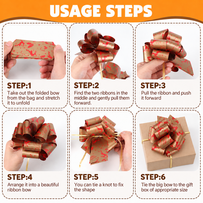 Gift Pull Bows, 12 Pack Christmas Ribbon Gift Bows, Decorative Gift Bows Ideal for Christmas Gift Wrapping, Christmas Decorations, Birthday Wrapping, Holiday Decorations and Floral Arrangements