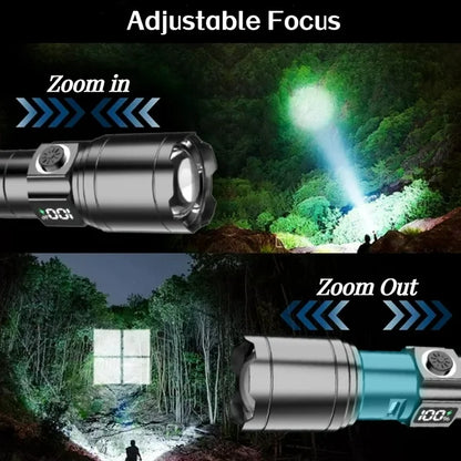 Powerful Flashlight, Rechargeable Waterproof Searchlight, Super Bright Handheld Led Flashlight, Tactical Flashlight USB Zoom Torch for Emergency Hiking Hunting Camping