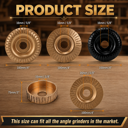 Angle Grinder Polishing Pad, 5PCS Wood Carving Disc Set with Gloves, Carbon Steel Grinding Shaping Wheel for 4-1/2 Inch Grinder, Stump Sanding Polishing Kit