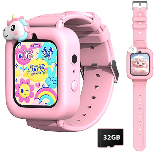 Kids Smart Watch 1.83" HD Touch Screen with 39 Educational Games, Camera, Pedometer, Alarm Clock, ABC Learning, Music Player, Birthday Gift for Boys Girls Ages 5-12 with 32GB Memory Card