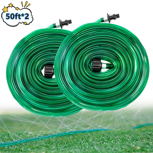 Henotian Garden Soaker Hose 50ft 2 Pack for Backyard: 1/2" Watering Sprinkler - Efficient Irrigation Tubing for Outdoor Lawn Patio Farm