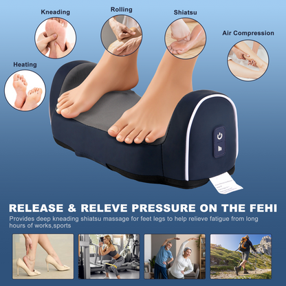 Electric Shiatsu Foot Calf Massager with Heated Kneading Rolling Relaxation Leg Arm Massage Acupuncture Points Multipurpose Gift