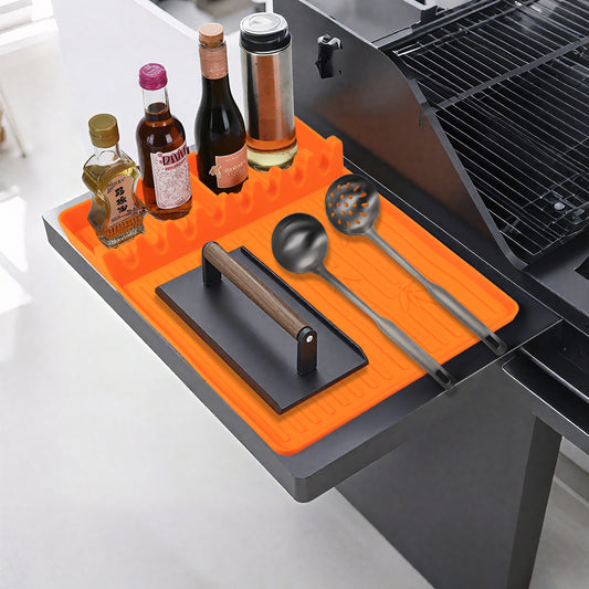 Blackstone Silicone Griddle Mat,Blackstone Griddle Accessories Side Shelf Mat Grill Pad for Outdoor Grill Kitchen Counter Spatula Silicone Mat,L*W:41.7x30cm(Orange)