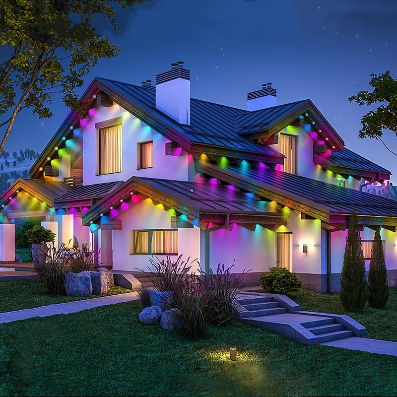 WHATOOK Permanent Outdoor Lights, 50ft 30 Smart RGB Eaves Lights IP67 Waterproof with App Controlled, House Roof Outdoor Lighting for Party, Daily, Halloween, Christmas, Garden