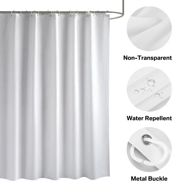 Sevenlady White Shower Curtain Liner, Fabric Shower Curtain Liner, 2-in-1 Bathroom Shower Curtain and Liner, With 12 Hooks and Grommets, 70 x 70in, Waterproof, Machine Washable