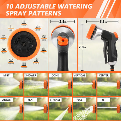 Teblint Garden Hose Nozzles 2 Pack, Heavy-Duty Water Hose Nozzle with Flow Control, Adjustable Garden Sprayer with 10 Spray Patterns for Garden Watering, Car Washing, Window Cleaning, Pets Bathing