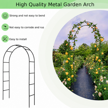 Merryhome Patio Garden Arch Trellis,Wedding Garden Arch,Metal Arch Frame,Pumpkin Archway Outdoor Garden Arbors and Arches for Halloween Christmas Birthday Party Wedding Decoration,7.87x4.6x1.24 Ft(Black)