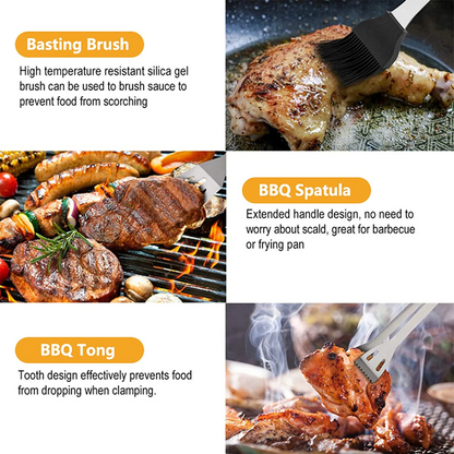 21Pcs Stainless Steel Complete Grill Tool Set,Barbecue Accessories Kit with Carry Bag,Professional BBQ Grill Utensils Set for Outdoor Camping Grilling,Dad Gifts for Father's Day Grilling Gifts