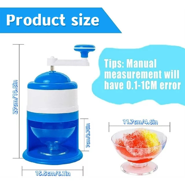 Seven Lady Manual Ice Shaver, Snow Cone Machine Crusher, Crushed ice Maker, Shaved Ice Machine, Portable Ice Crusher, Shredding Machine for Home Use - Blue