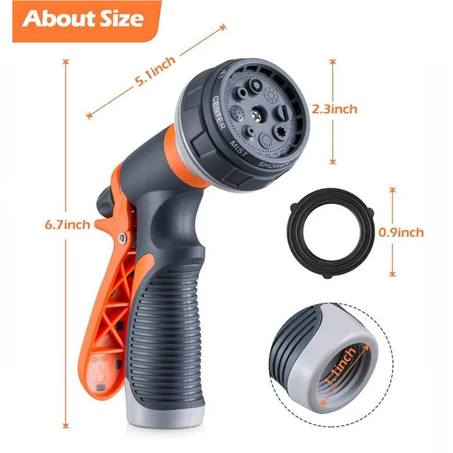 Sevenlady Hose Nozzles for Lawn & Garden, Heavy-Duty Multi-Function Water Hose Nozzle, 8 Spray Patterns for Watering Plants, Cleaning Cars, Showering Pets