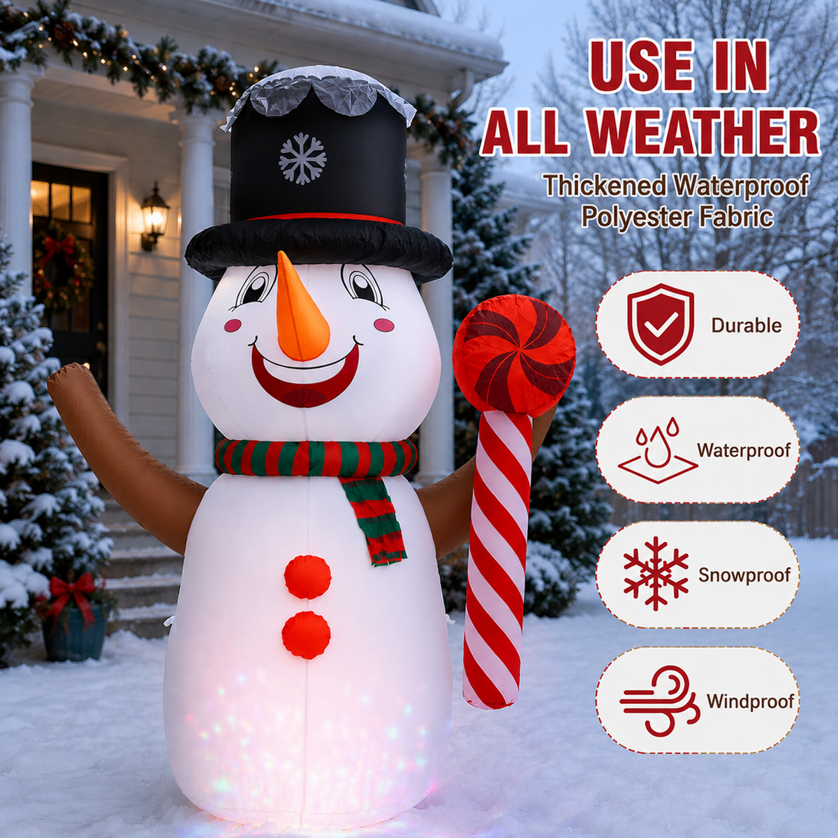6Ft Christmas Inflatables Snowman Outdoor Decorations, Blow up Snow Man Yard Decor Built-in Bright LED Light Wear Magic Hat, Holiday for Garden Patio Lawn Party Xmas Gifts
