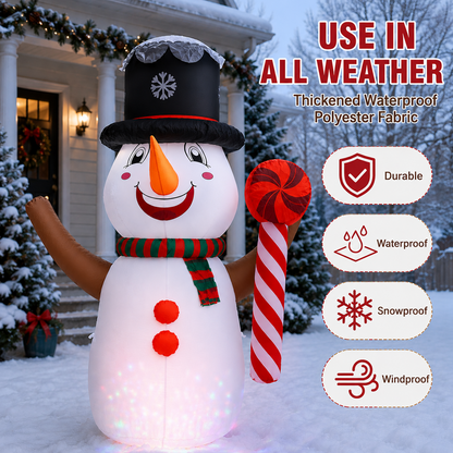 6Ft Christmas Inflatables Snowman Outdoor Decorations, Blow up Snow Man Yard Decor Built-in Bright LED Light Wear Magic Hat, Holiday for Garden Patio Lawn Party Xmas Gifts