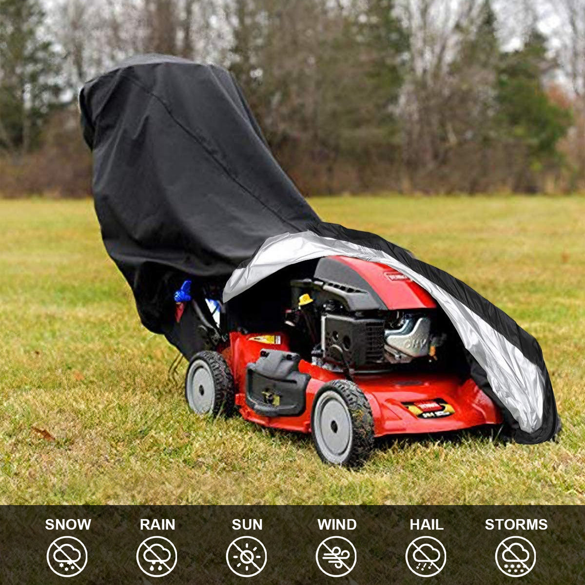 Merryhome Push Mower Cover,Lawn Mower Cover,420D Heavy Duty Polyester Oxford (74"*25"*39") Universal Walk-Behind Push Mower Cover Waterproof and UV Protection(Black)