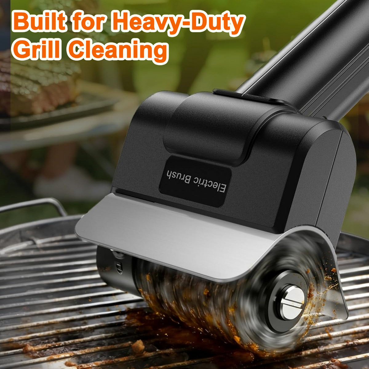 Merryhome Cordless Electric Grill Brush,Rechargeable-1100PRM-High Speed Rotating Grill Cleaner with 304 Stainless Steel Brush Head,Grill Cleaner for BBQ Grates & Griddles,BBQ Father's Day Gift