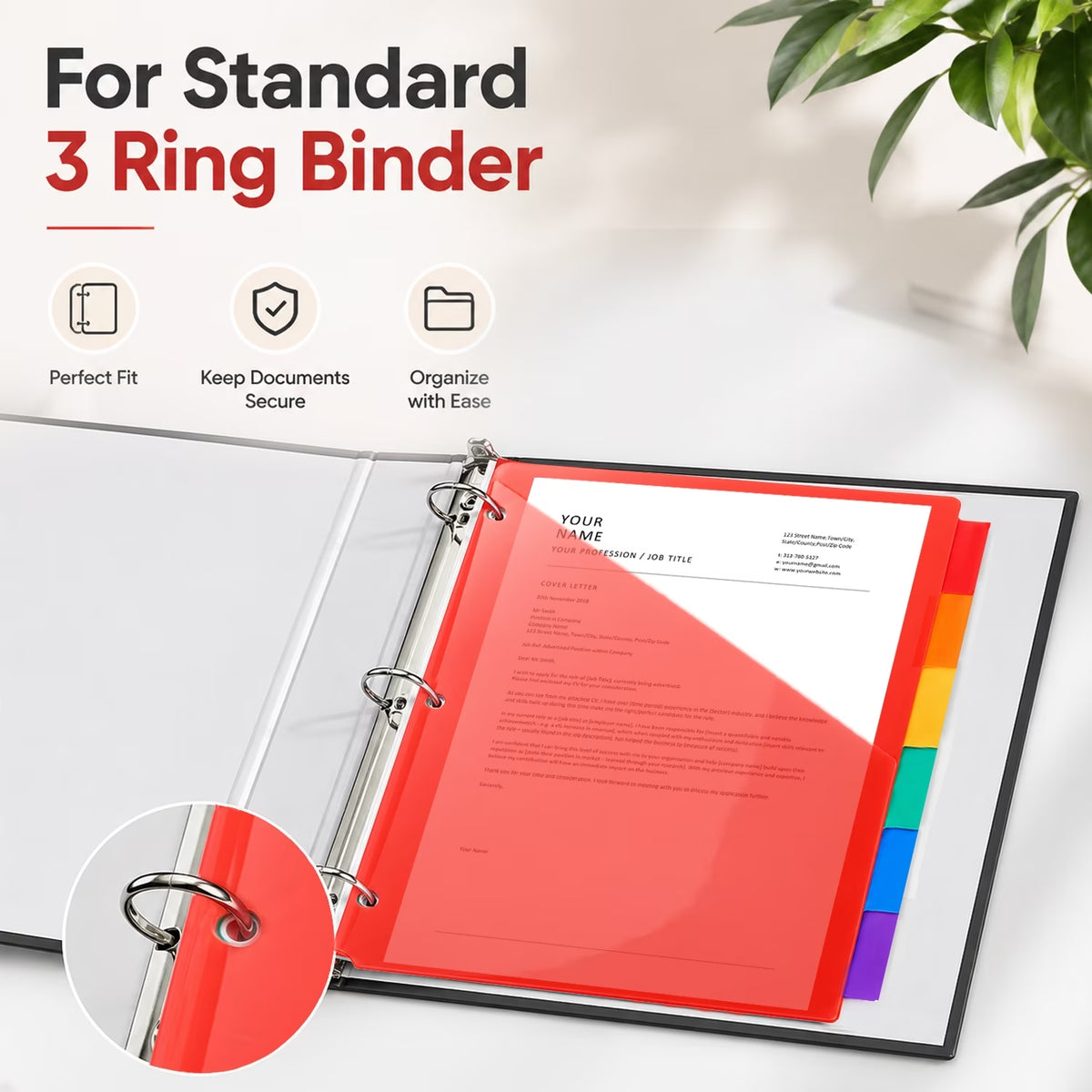 PUCACHI 24-Count Binder Dividers with 6 Color Tabs, 4 Sets of Page Dividers for 3 Ring Binder, US Letter Size, Back to School Supplies