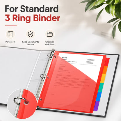 PUCACHI 24-Count Binder Dividers with 6 Color Tabs, 4 Sets of Page Dividers for 3 Ring Binder, US Letter Size, Back to School Supplies