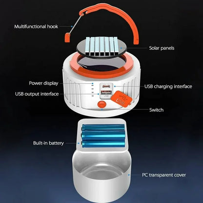 LED Camping Lantern Rechargeable, LED Tent Light, 5 Light Modes 4800mAh Power Bank, Solar Camp Lantern for Equipment Charging, Life Saving, Camping, Hiking, Fishing, Shelters