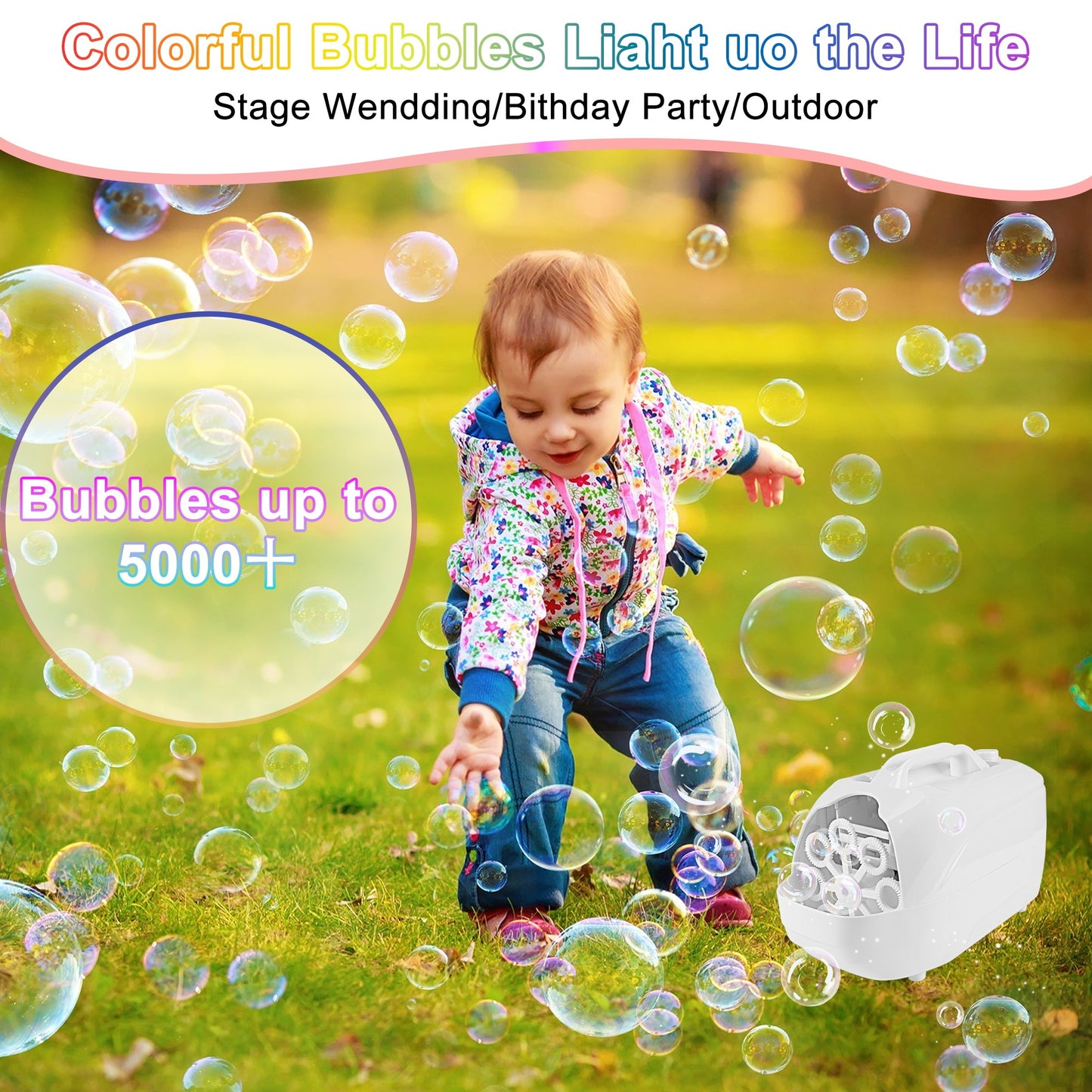 Bubble Machine, Automatic Bubble Blower, 18000+ Big Bubbles Per Minute Bubbles for Kids Toddlers Bubble Maker Operated by Plugin or Batteries Bubble Toys for Indoor Outdoor Birthday Party