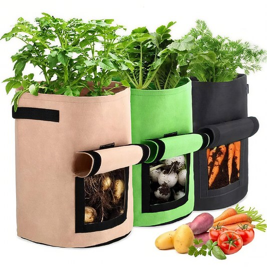 3 Pack Potato Grow Bags 10 Gallon Potato Growing Bags with Flap, Breathable & Durable, Nonwoven Fabric, Ideal for Indoor/Outdoor Use，Fabric Plant Pots for Potatoes, Tomato, Vegetables