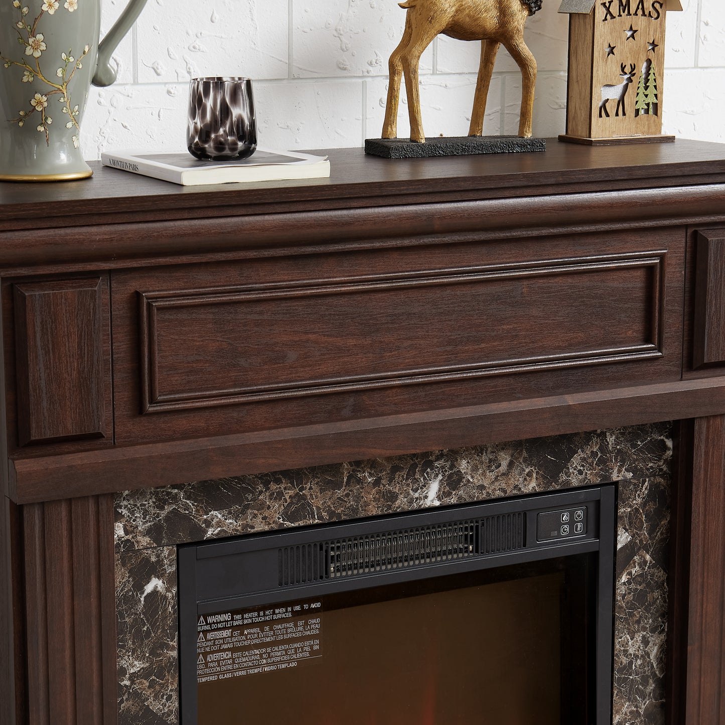 Electric Fireplace with Mantel,fireplace mantel surround with 23" Fireplace Insert, Adjustable Flame, Remote Control, Cherry,41.34"W*14"D*40"H