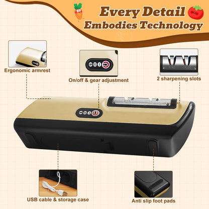 Merryhome Electric Knife Sharpener,2-Stage High-speed Knife Sharpener - USB Charging Automatic Kitchen Gadget for Sharpening Knives,Kitchen Accessories(Gold)