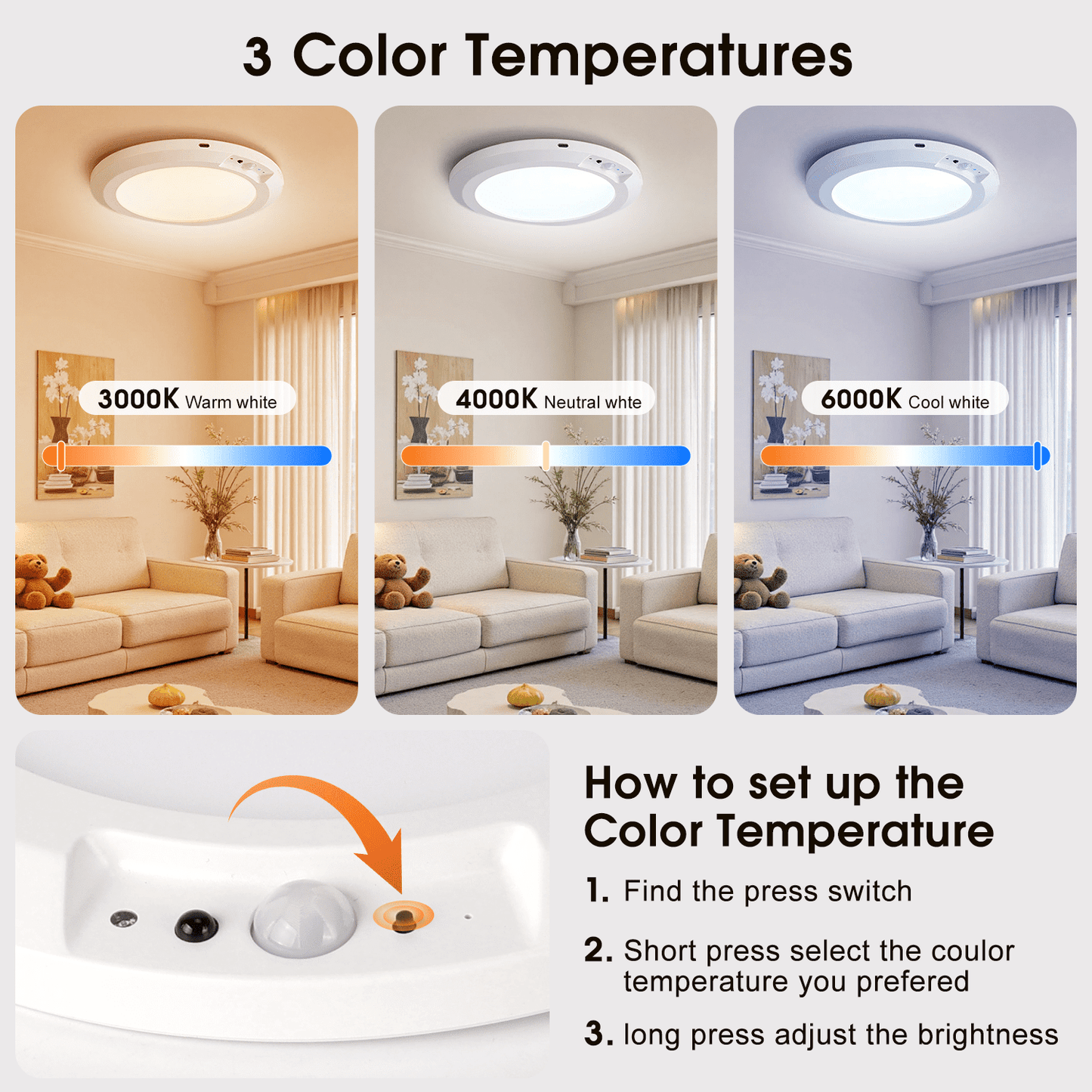 Merryhome Motion Sensor LED Ceiling Light 7 inch, Rechargeable Wireless Magnetic Light with Remote Control, Battery Operated for Closet Hallway, 2 Pack