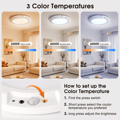 Merryhome Motion Sensor LED Ceiling Light 7 inch, Rechargeable Wireless Magnetic Light with Remote Control, Battery Operated for Closet Hallway, 2 Pack