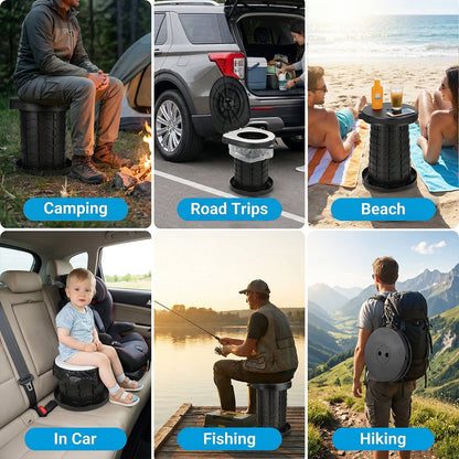 Merryhome Portable Toilet for Camping, 3-13.6 in Adjustable Folding Camping Toilet for Adults, Heavy Duty with Anti-Collapse Lock and Carry Bag for Travel, Hiking, Fishing and Car Use