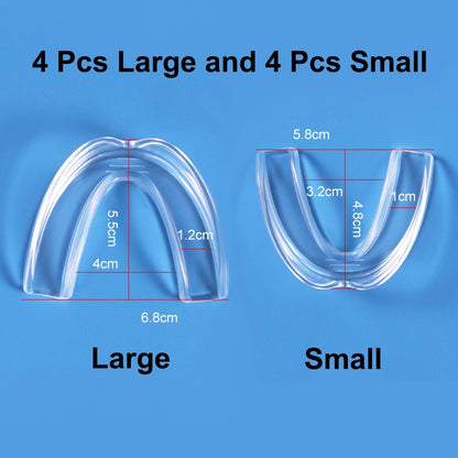 Mouth Guard for Teeth Grinding and Clenching, Pack of 8 with 2 Sizes Moldable Anti Grinding Teeth Protectors for Sleep Sport