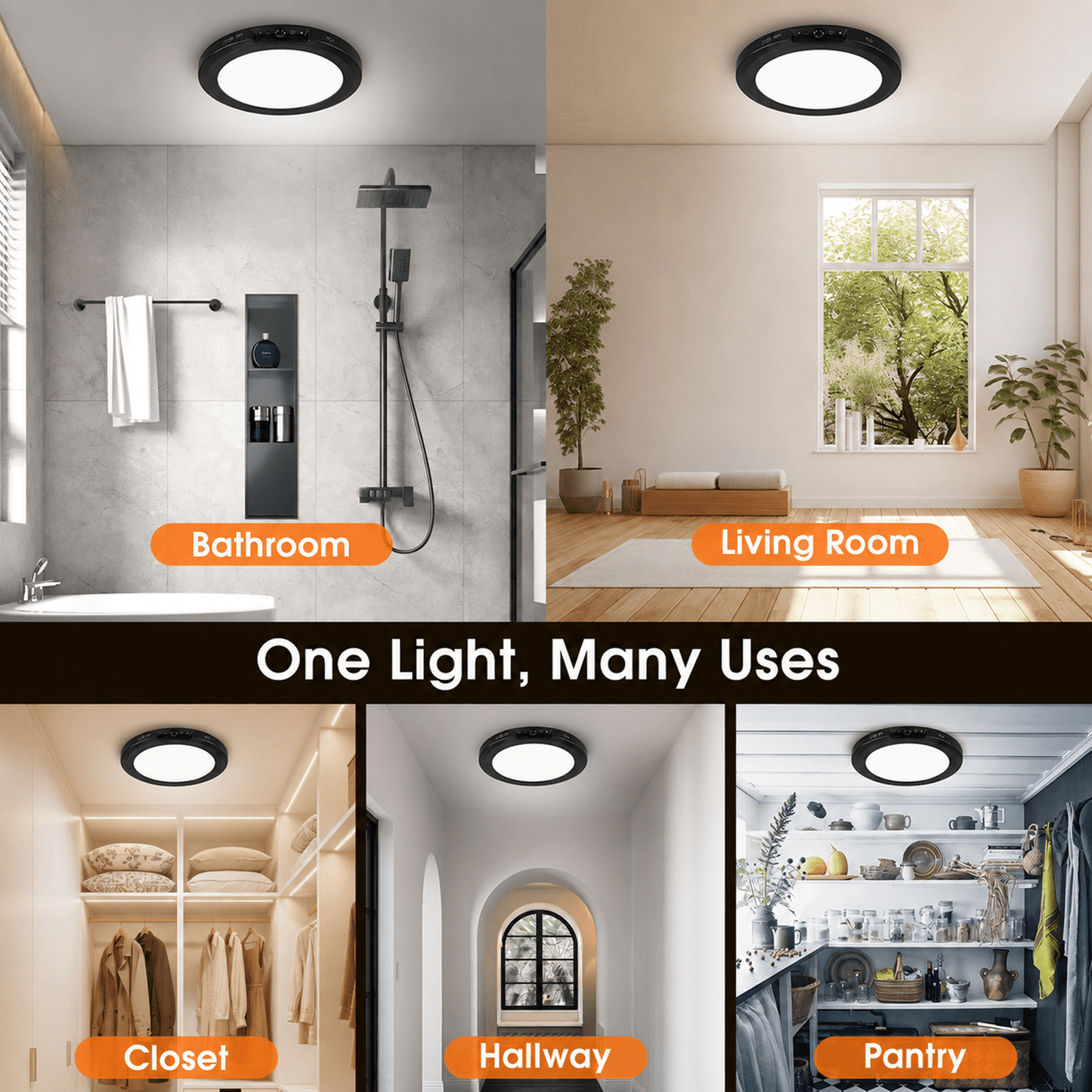 Merryhome Rechargeable Ceiling Light with Remote, 7 Inch Motion Sensor Ceiling Light, Wireless Indoor Light for Closet, Hallway, Stairway, Bathroom