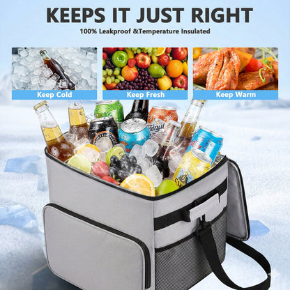 Merryhome Cooler with Wheels, 60-Can 40 Qt Rolling Cart Soft Cooler Bag, Foldable Leak-Proof Cold Retention Cooler for Camping, Beach, Grocery