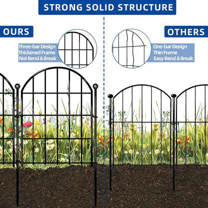 Garden Fence , 10 Pack Rustproof Metal No Dig Fence Animal Barrier for Dog, Arched Flower Bed Edging Ornamental Wire Border Panel Fencing for Yard Patio Outdoor Decor-B