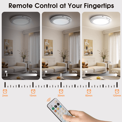 Merryhome Motion Sensor LED Ceiling Light 7 inch, Rechargeable Wireless Magnetic Light with Remote Control, Battery Operated for Closet Hallway, 2 Pack