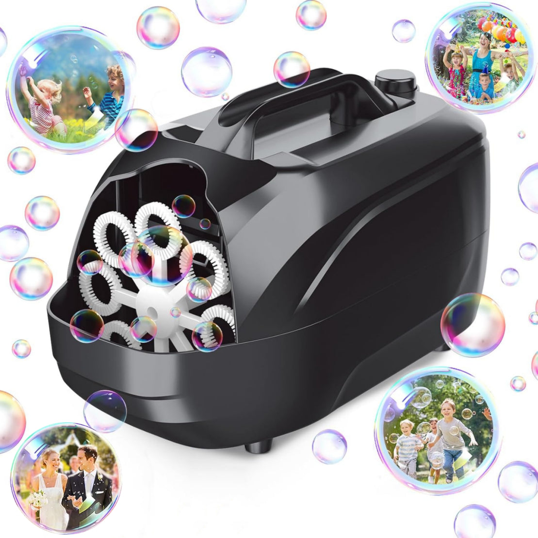 Bubble Machine, Automatic Bubble Machine for Kids & Toddlers, Professional Bubble Blower, Bubble Maker Plug in or Batteries, Bubble Toys for for Parties Wedding Birthday-Indoor & Outdoor