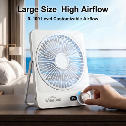 Large Desk Fan, 10000mAh Battery 40H Runtime Silent Rechargeable Fans, Quiet Personal Portable Cooler for Camping Bedroom Office Small Desktop fan