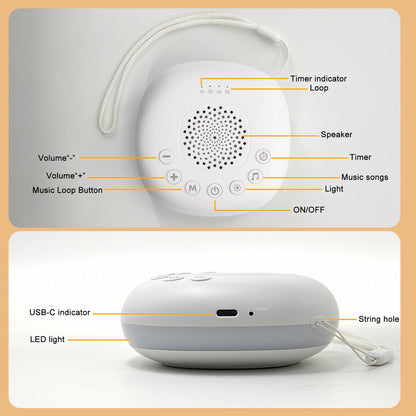 White Noise Sound Machine Portable - 20 Soothing Sounds Timer Adjustable Volume with Soft Night Light for Adult Sleep, Home or Travel Use
